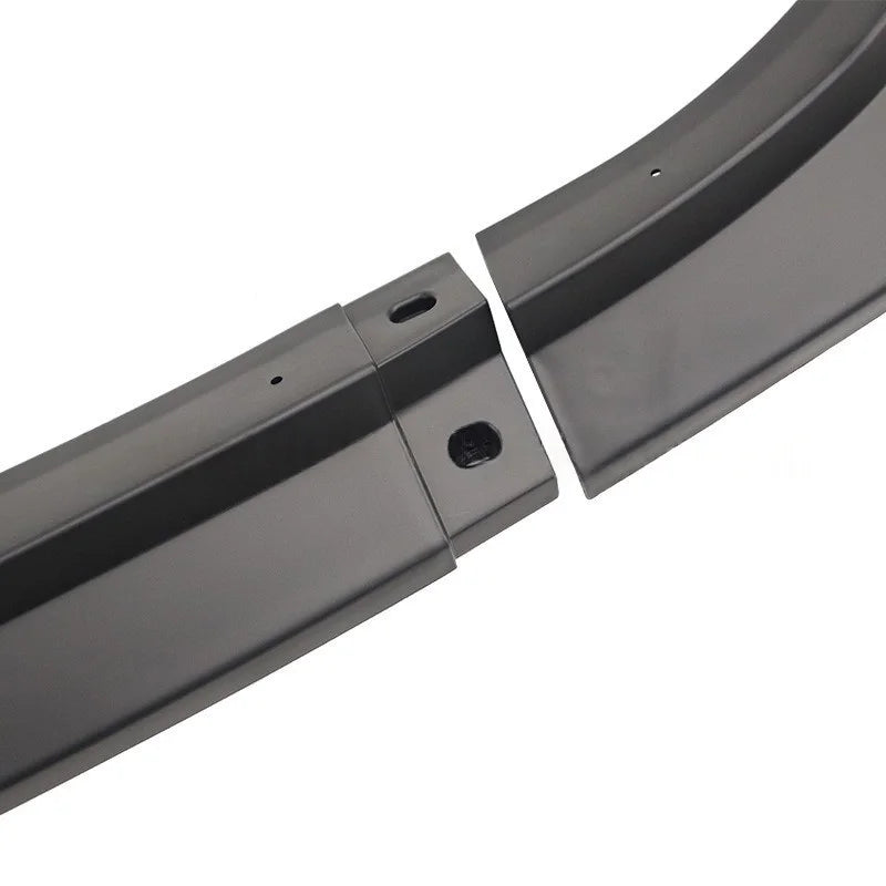 A pair of curved black plastic trim pieces, likely for a vehicle or appliance, shown on a plain white background.