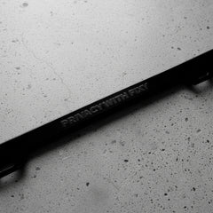 Black privacy screen on a concrete desk with 'Privacy with Flex' text.