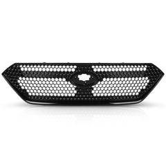 Black honeycomb car grille with a brand logo on a white background