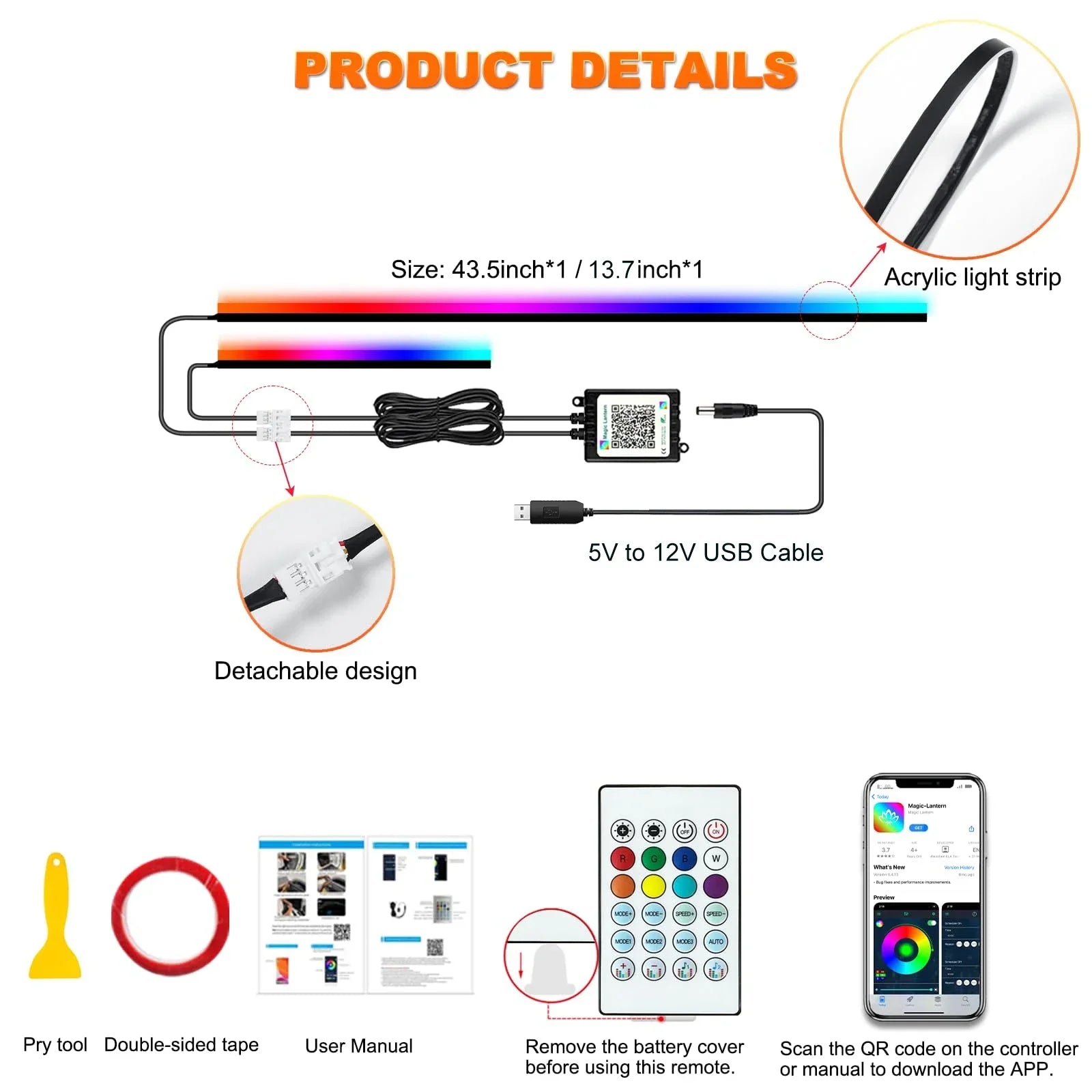 fixy-ambient-lighting-kit-contents-2 in 1 APP Remote