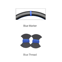 Illustration of bicycle handlebar with blue marker and thread, labeled on a white background.