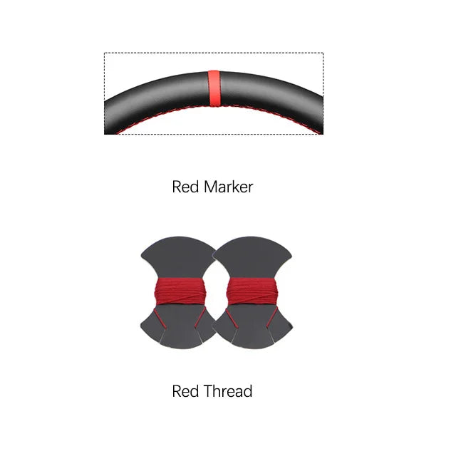 Illustration of a bicycle handlebar with red marker and thread, showing close-up details.