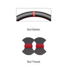 Illustration of a bicycle handlebar with red marker and thread, showing close-up details.