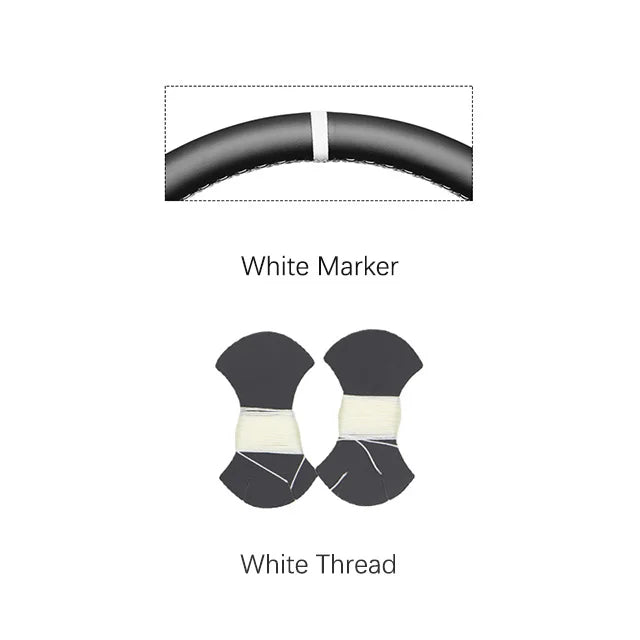 Illustration of bicycle handlebar with white marker and white thread labels.