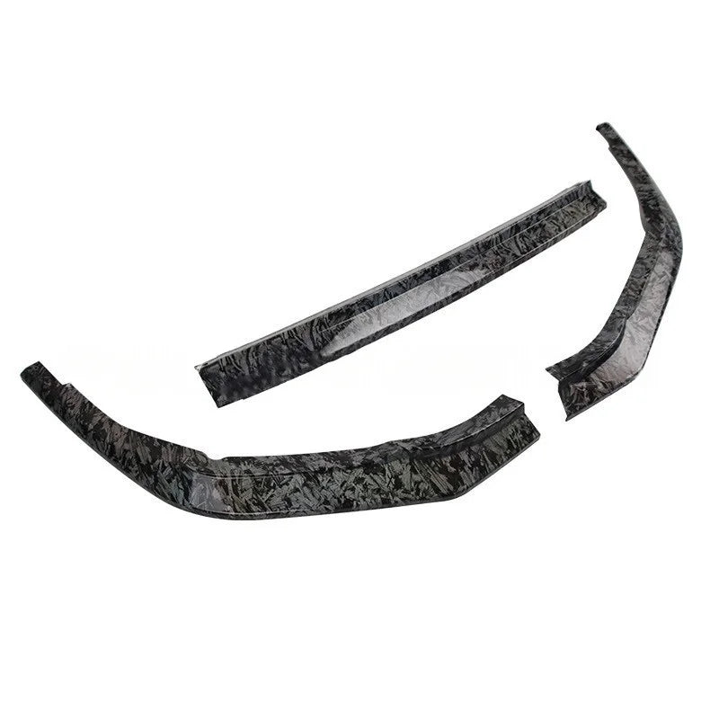 Three curved black textured trim pieces with a gray and white marbled pattern, displayed on a solid white background.