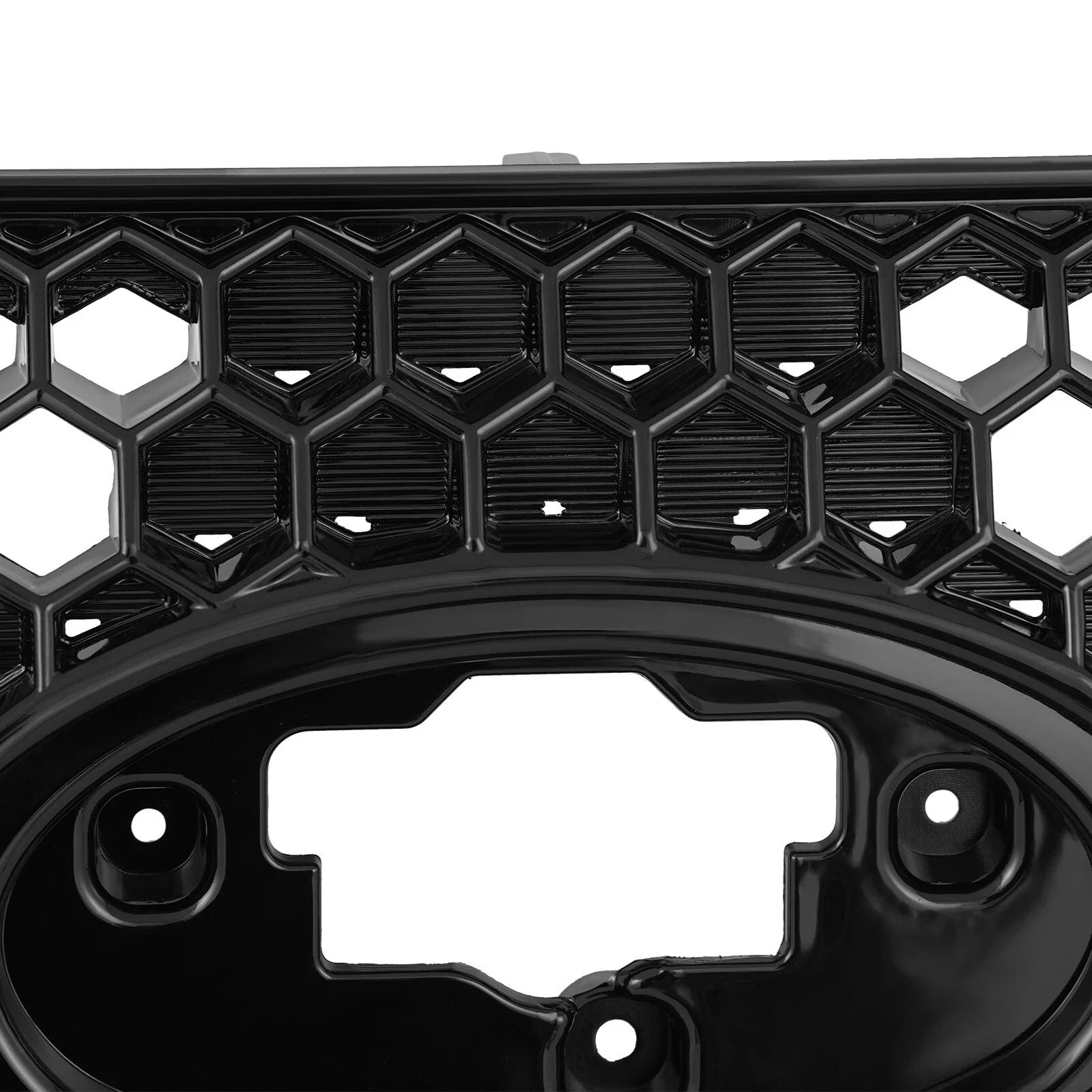 Black honeycomb pattern grille on a white background