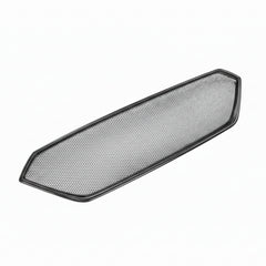 Black mesh grille with carbon fiber texture inset on a white background