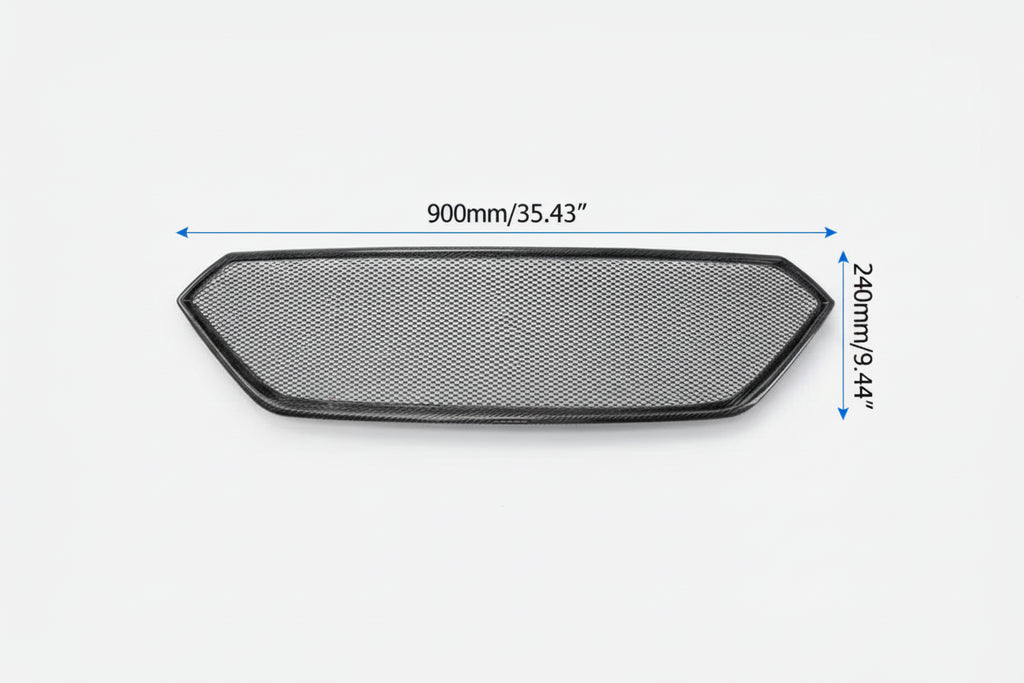 car grille with dimensions on a white background