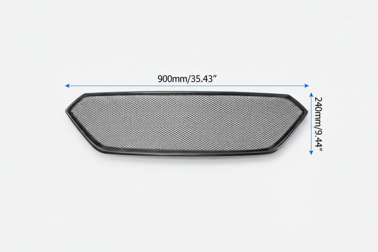 car grille with dimensions on a white background