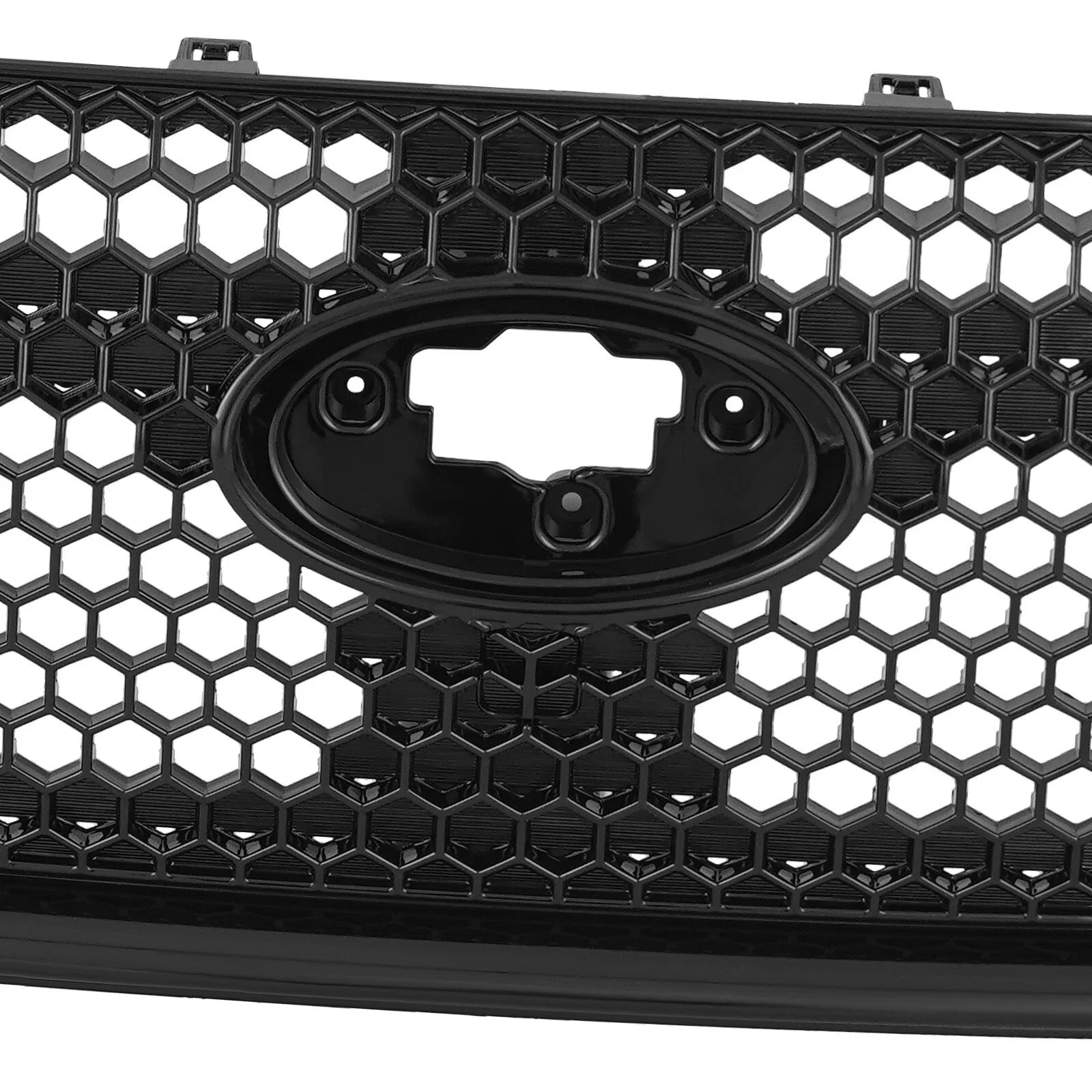 Black honeycomb car grille with brand logo on a white background