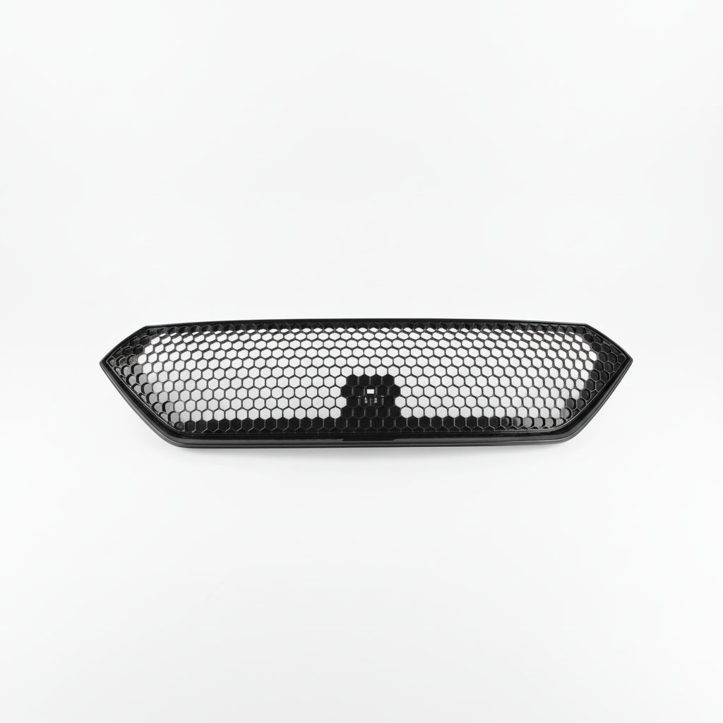 Car grille with honeycomb pattern on a light gray background